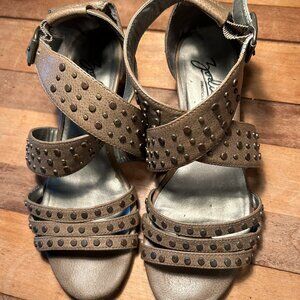 Zodiac strappy, studded, low heeled, party shoes, size 7 Leather